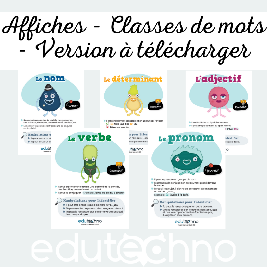 Affiches - Les Classes De Mots - PDF à Télécharger – Edutechno